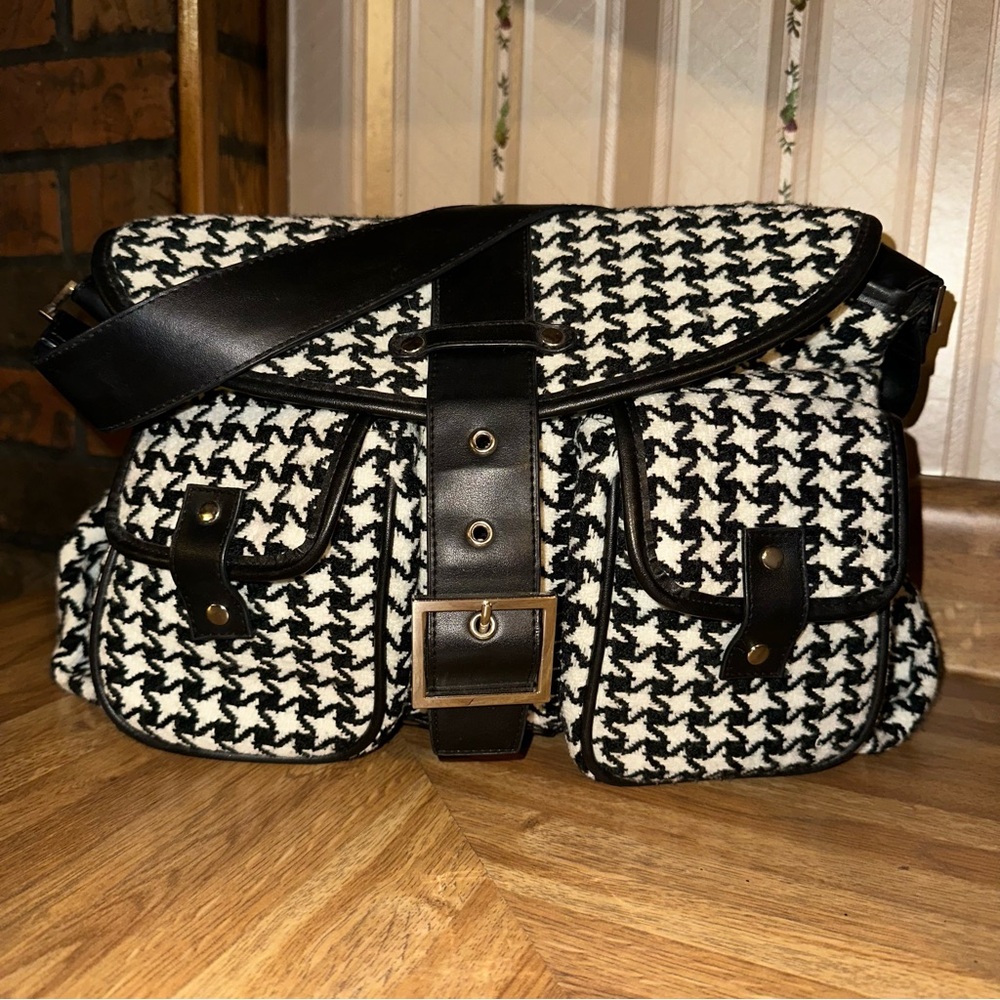 Sondra Roberts Houndstooth Y2K Shoulder/Hand Purse Academia Preppy